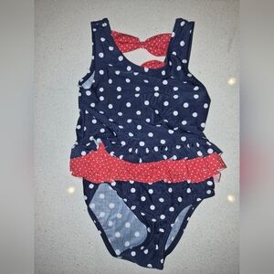 Carter's Navy and Red Polka Dot Kids Swim One Piece